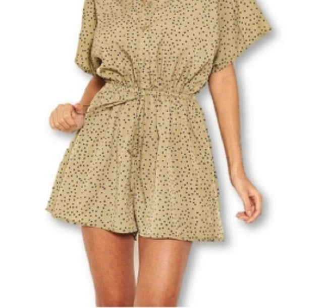 AX Paris Women's Style Love Heart Spotty Romper Shirt Green Size 13