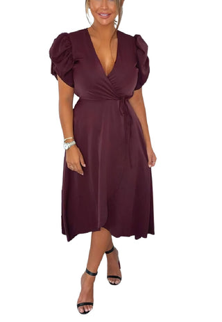 AX Paris Women's Wrap Over Tie Midi Dress Purple Size 13