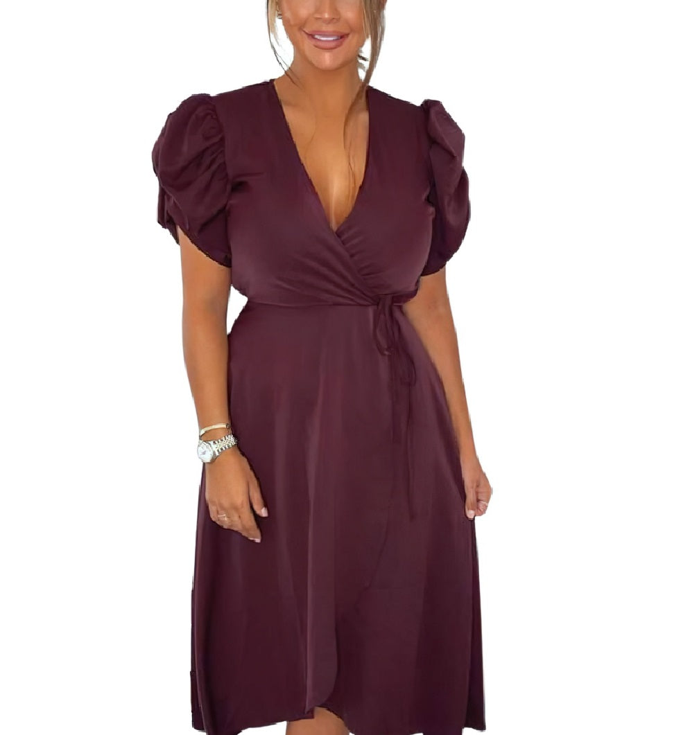 AX Paris Women's Wrap Over Tie Midi Dress Purple Size 13