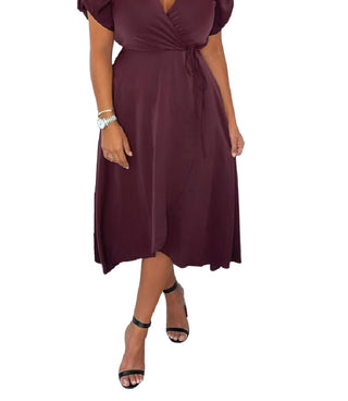 AX Paris Women's Wrap Over Tie Midi Dress Purple Size 13