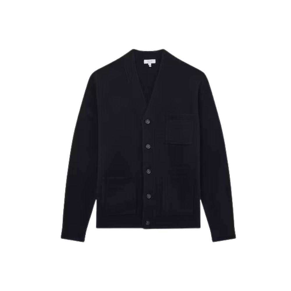 Reiss Men's Navy Andrews Wool Cardigan Size Medium