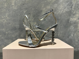 Sophia Webster Women's Rosalind Almond Toe Crystal Star High Heel Sandals Gray Size 6.5