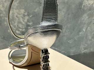 Sophia Webster Women's Rosalind Almond Toe Crystal Star High Heel Sandals Gray Size 6.5