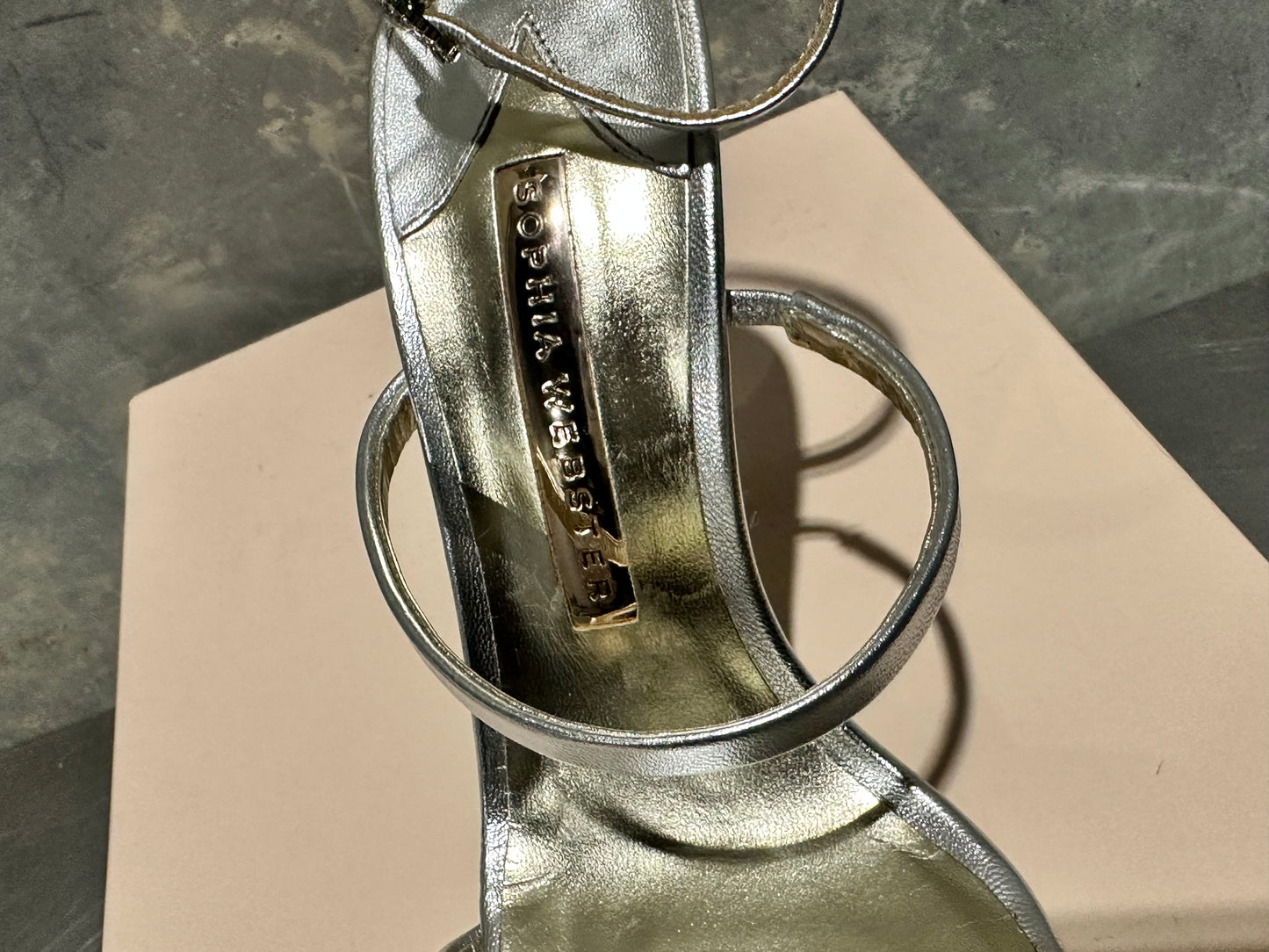 Sophia Webster Women's Rosalind Almond Toe Crystal Star High Heel Sandals Gray Size 6.5