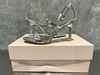 Sophia Webster Women's Rosalind Almond Toe Crystal Star High Heel Sandals Gray Size 7.5