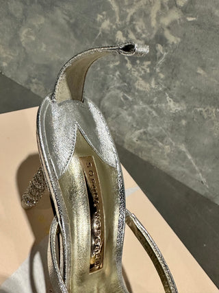 Sophia Webster Women's Rosalind Almond Toe Crystal Star High Heel Sandals Gray Size 7.5