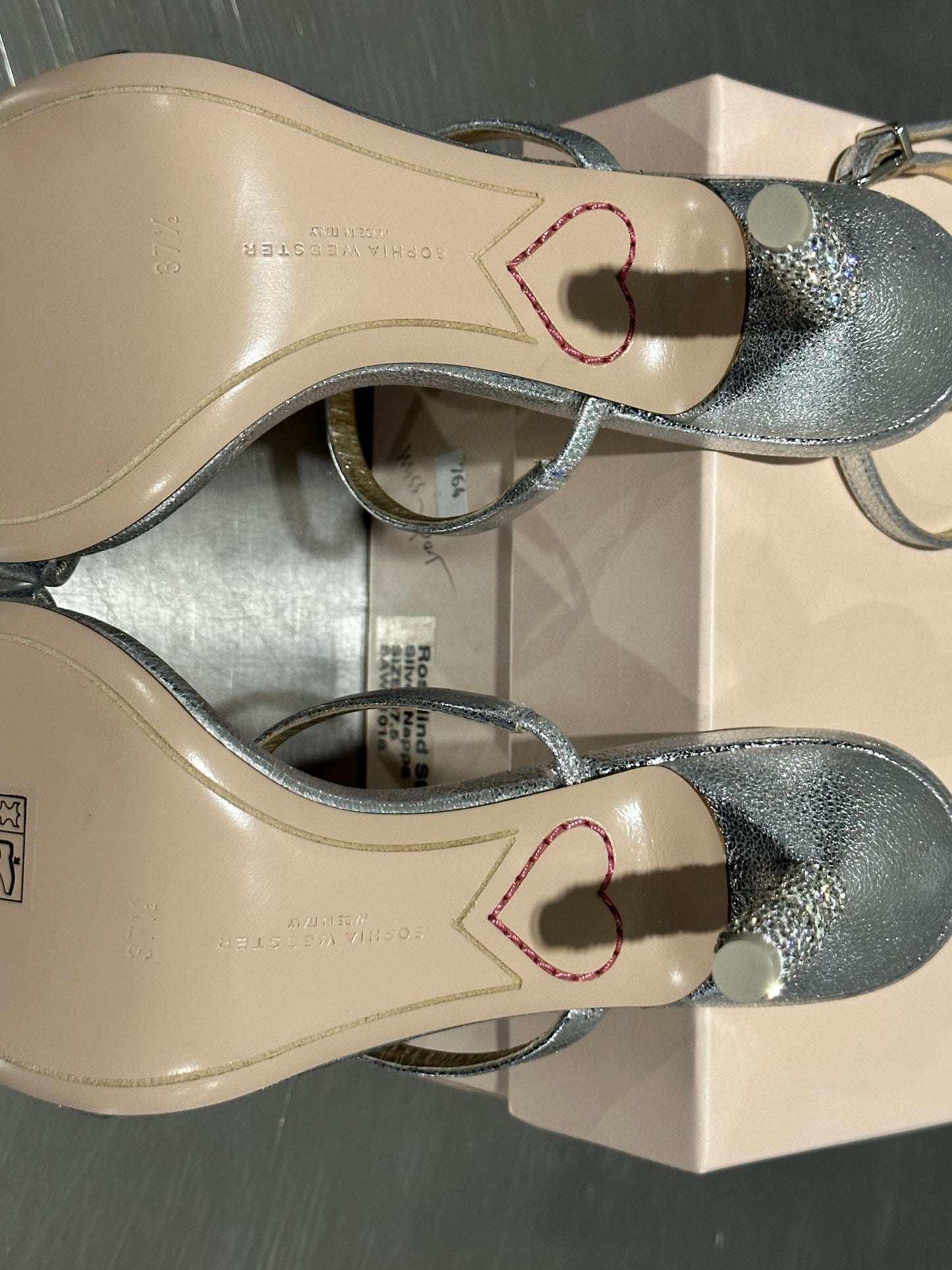 Sophia Webster Women's Rosalind Almond Toe Crystal Star High Heel Sandals Gray Size 7.5