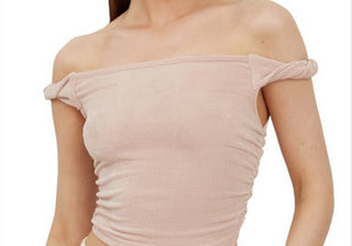 4th & Reckless Nude Aylin Off-The-Shoulder Crop Top - Size X-Small