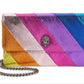 Kurt Geiger London Women's Stripe Leather Chain Wallet Purple Size Regular
