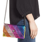 Kurt Geiger London Women's Stripe Leather Chain Wallet Purple Size Regular