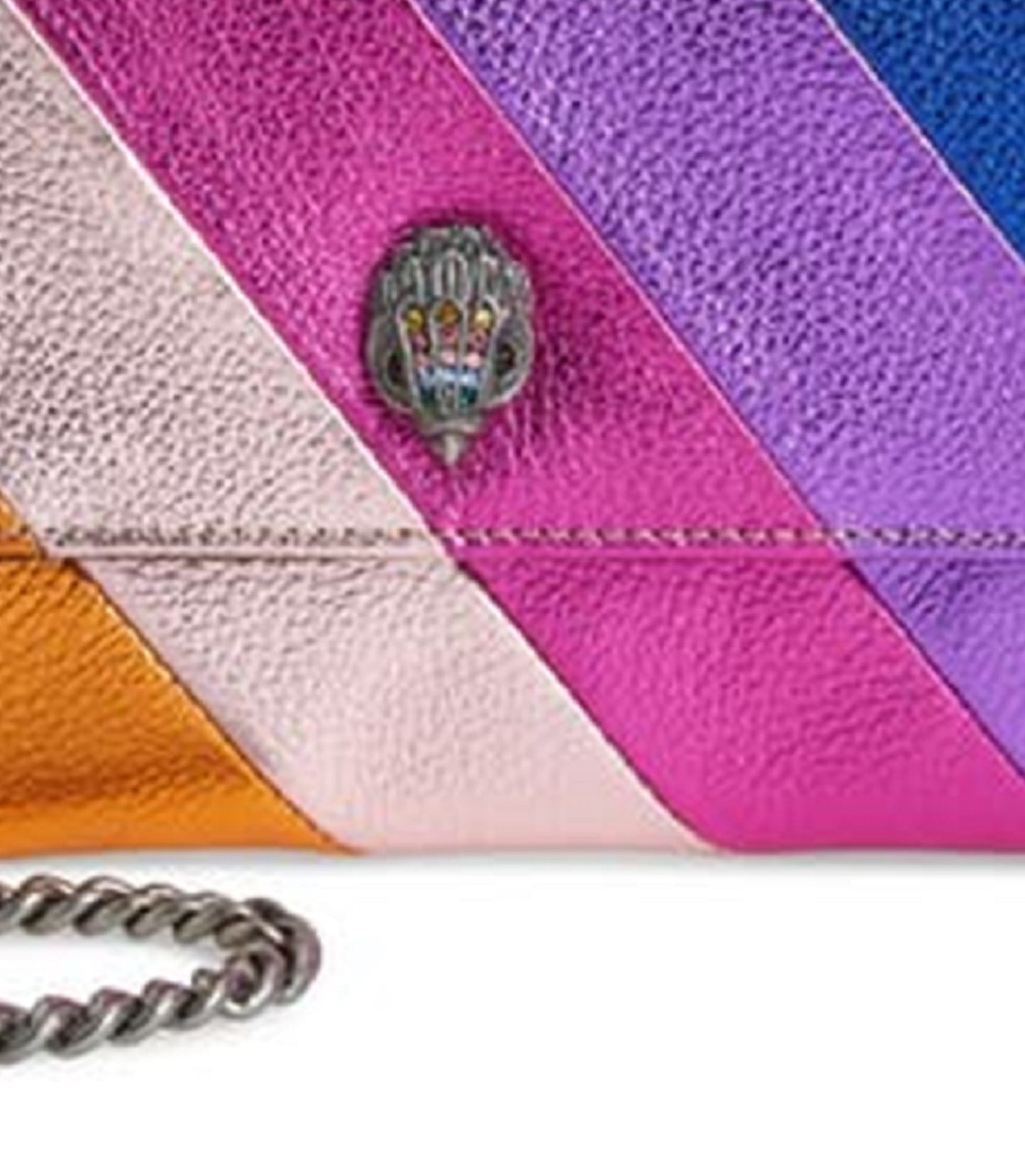 Kurt Geiger London Women's Stripe Leather Chain Wallet Purple Size Regular
