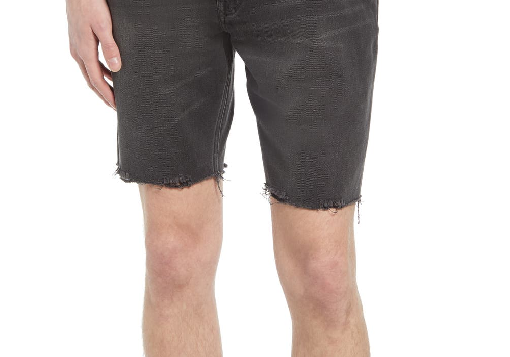 Allsaints Switch Raw Hem Denim Shorts In Washed Black
