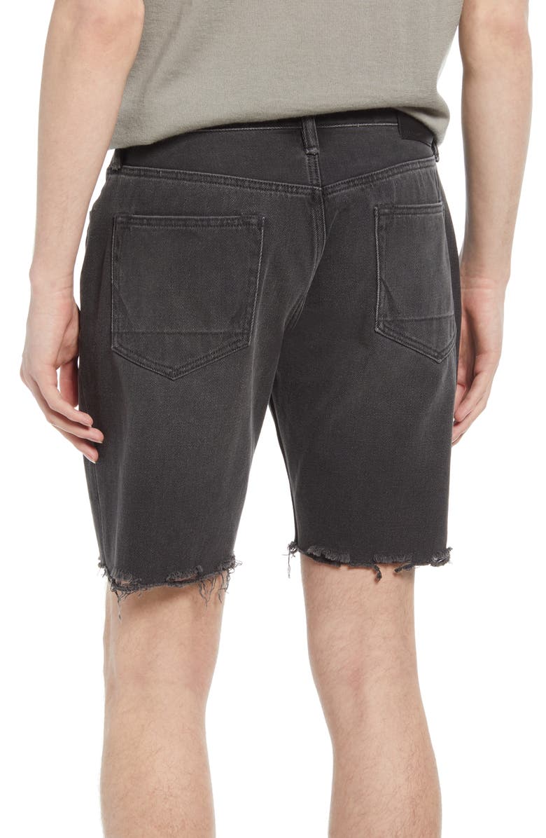 Allsaints Switch Raw Hem Denim Shorts In Washed Black
