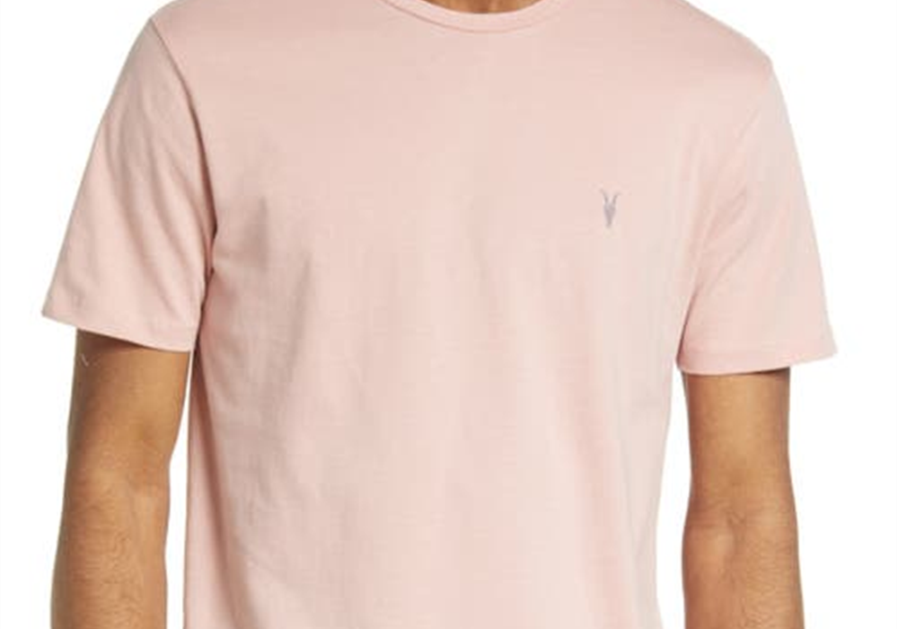 Allsaints Brace Tonic Crewneck T-Shirt In Bitter Pink Size Xx-Large