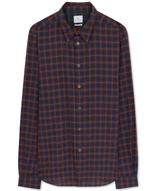 Paul Smith Men's Tailored Plaid Shirt Blue Size Small