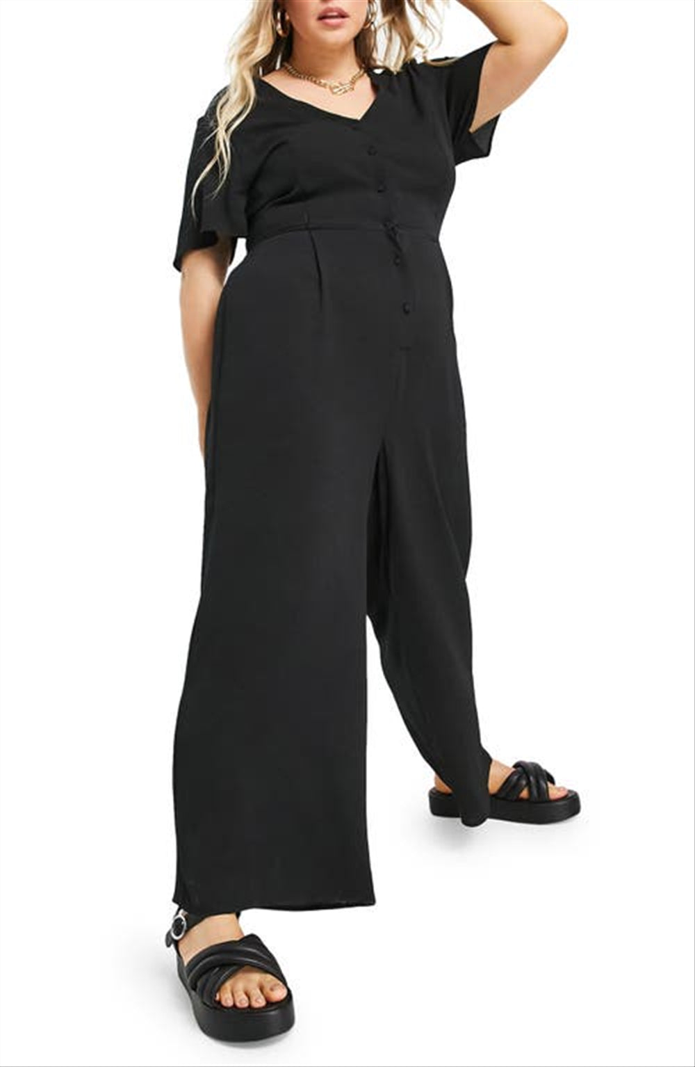 ASOS DESIGN Women's Black Curve Bubble Jumpsuit Size 16W