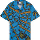 Paul Smith Men's Regular Fit Abstract Print Camp Shirt Blue Size Large