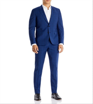 Paul Smith Men's Soho Plaid Extra Slim Fit Suit Blue Size 42