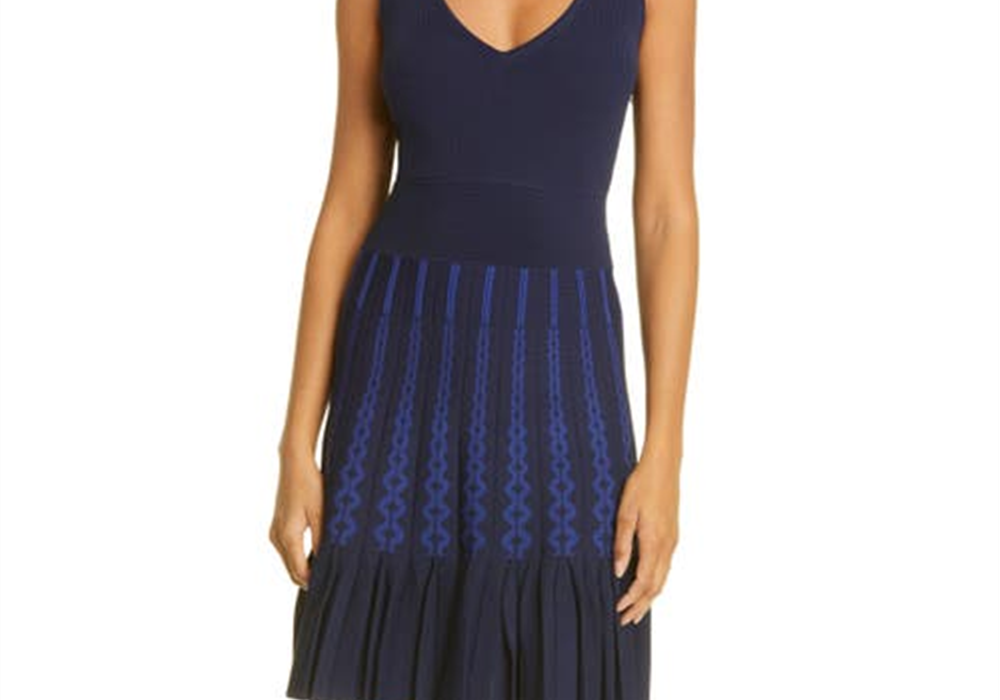 Ted Baker London Julote Flippy Knit Skater Dress in Navy , Size 0