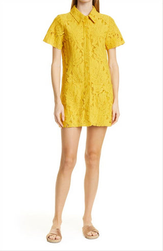 Ted Baker London Yellow Lace Shirtdress, Size 6
