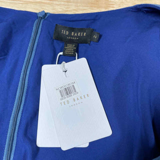 Ted Baker London Women's Blue Floral Puff Sleeve Faux Wrap Midi Dress Size 2