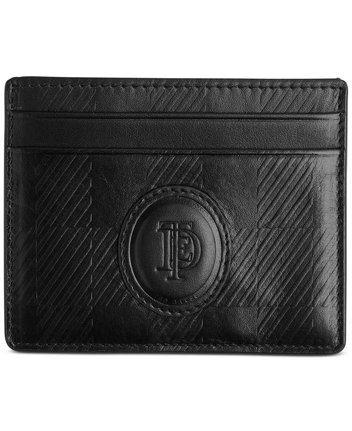 Ted Baker Men's Perrth House Check Embossed Leather Card Holder Black Size Regular