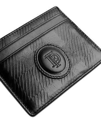 Ted Baker Men's Perrth House Check Embossed Leather Card Holder Black Size Regular
