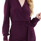 Quiz Women's Ruffle Trim Asymmetrical Wrap Style Dress Purple Size 12