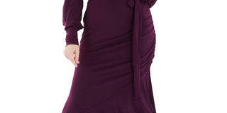 Quiz Women's Ruffle Trim Asymmetrical Wrap Style Dress Purple Size 12