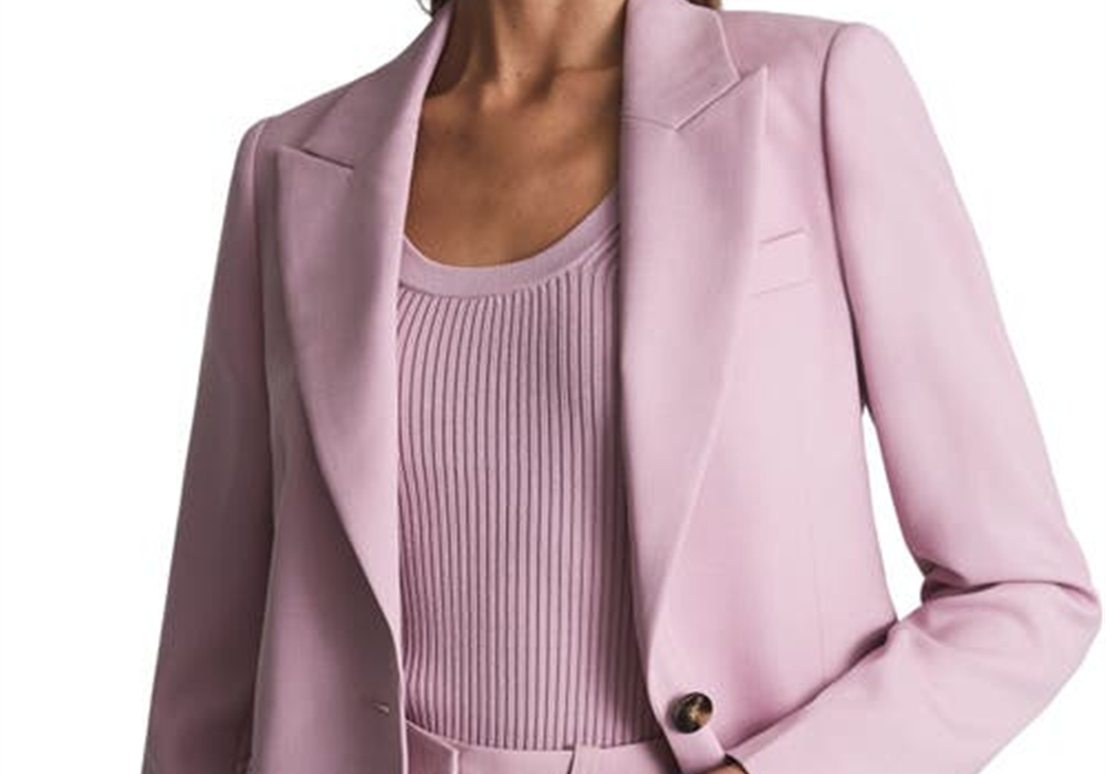 Reiss Aura Peak Lapel Blazer in Pink Size 10