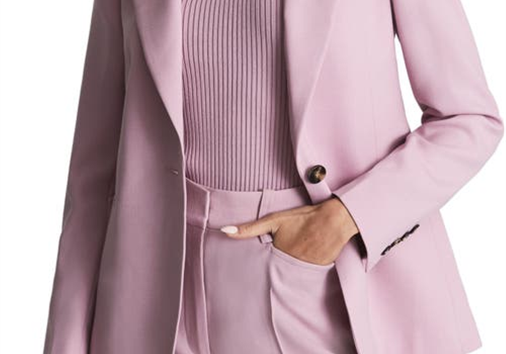 Reiss Aura Peak Lapel Blazer in Pink Size 10