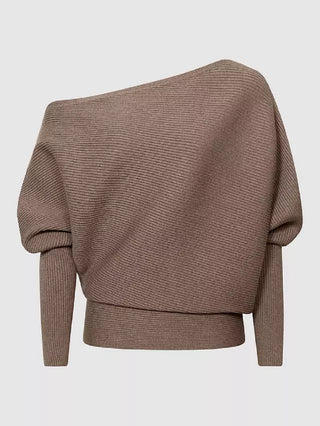 Reiss Women's Lorna Draped Knit Top Brown Size Medium