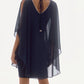 Joseph Ribkoff - V-neck Cold Shoulder Chiffon Sheath Dress