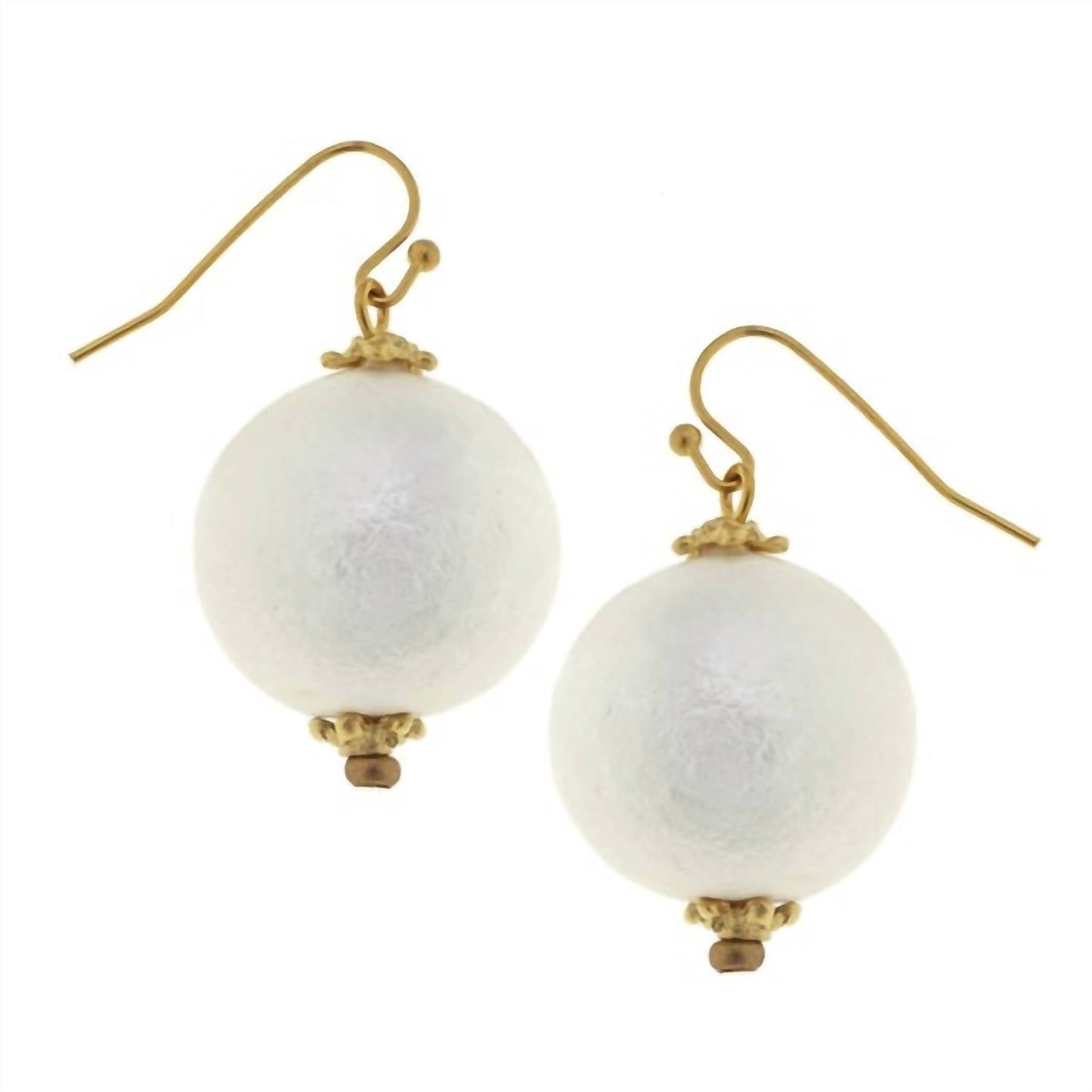 Susan Shaw - Women's White Cotton Pearl Earrings
