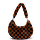 Skinnydip London Women's Kiely Checkerboard Fluff Shoulder Bag Brown Size Regular