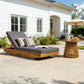 Acacia Wood Chaise Lounge with Cushion - Teak Finish