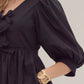 Entro - Puff Sleeve Tie Front Dress