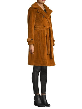 Apparis - Nicole Double-Breasted Faux-Fur Belted Coat