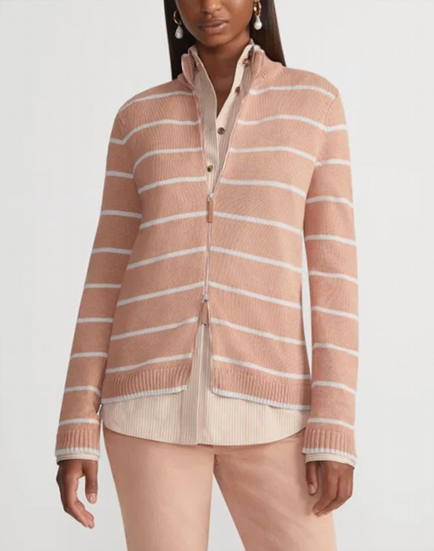 Lafayette 148 - Stripe Fitted Bomber Jacket