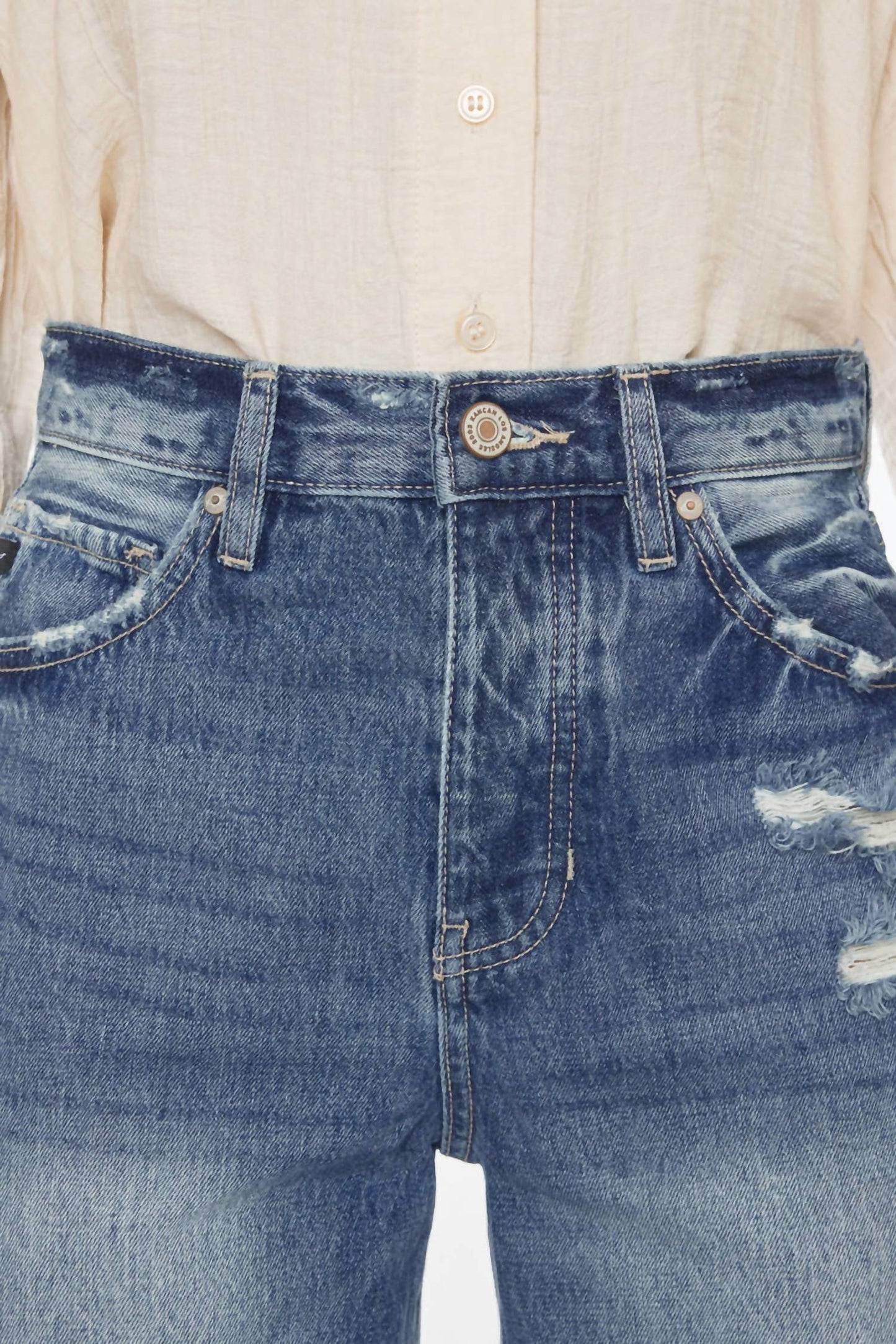 Kancan - Ultra High Rise Distressed 90s Wide Leg Jeans