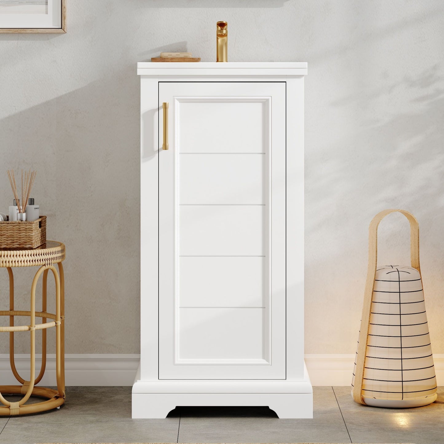Bathroom Vanity With Sink, Soft Close Door, Adjustable Shelf - White