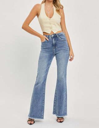 Risen - Frayed Hem Flare Jeans