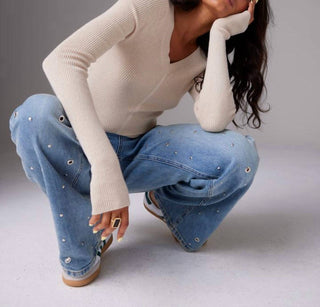 Colorush - Jones Skinny Rib V-neck Sweater