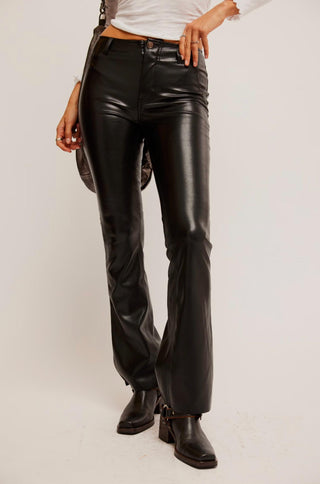 Free People - Level Up Vegan Leather Slit Boot Cut Pants