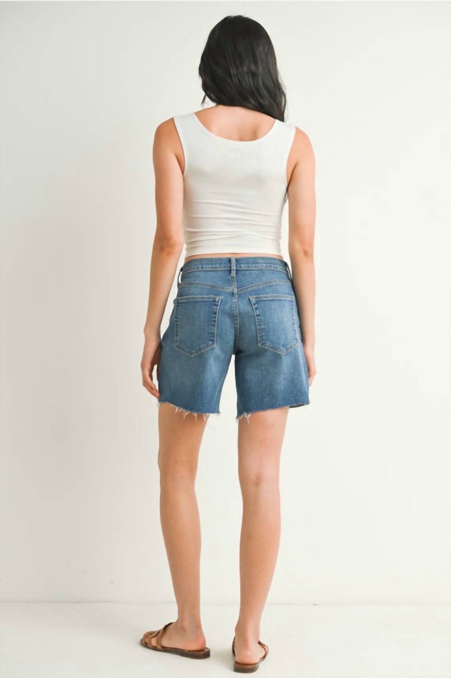 Just Black Denim - Midrise Bermuda Frayed Hem Short