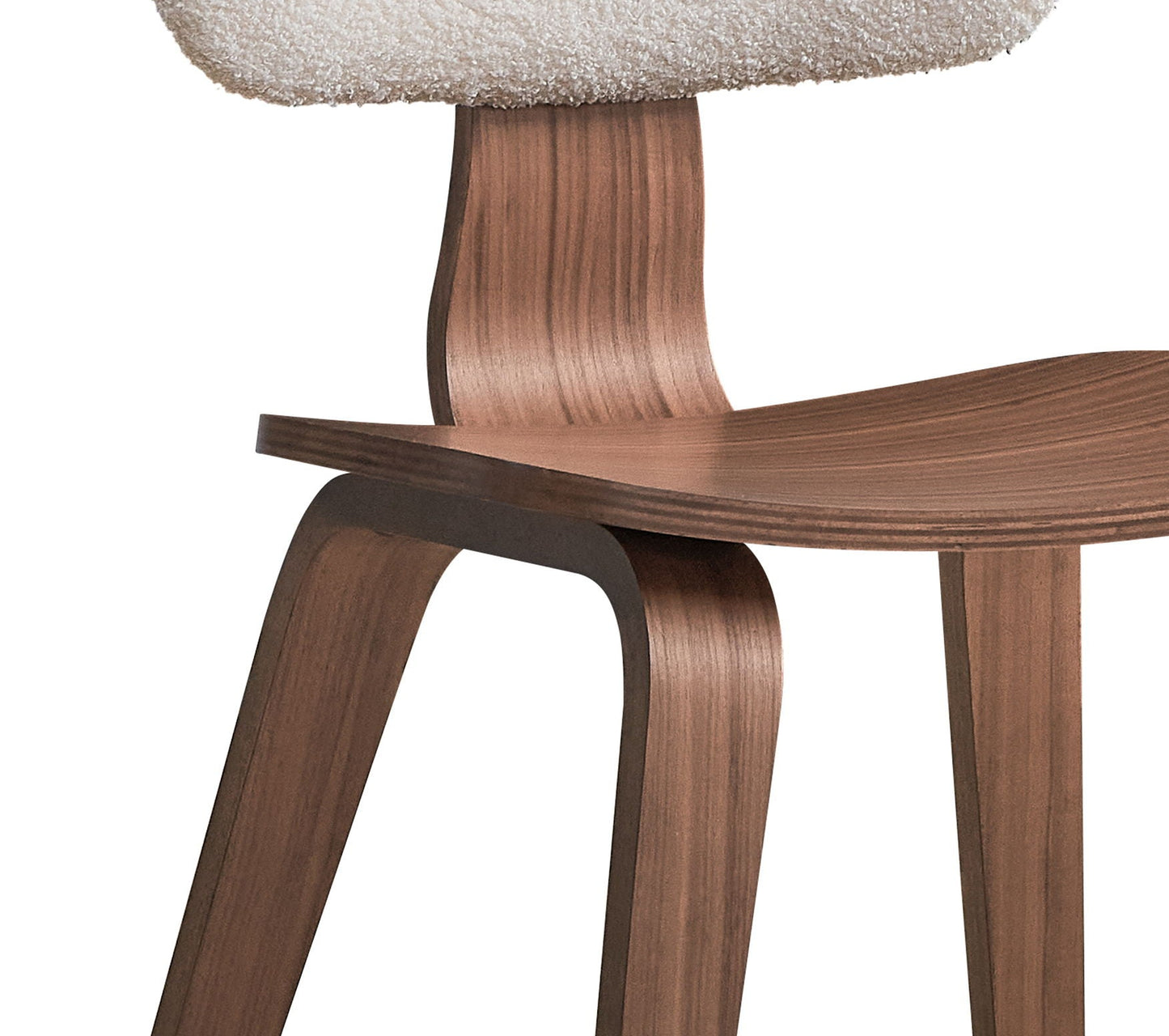 Casson Boucle Walnut Side Chair (Set of 2) - White / Walnut