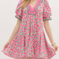 Entro - Floral Mini Dress with detail on sleeve and yoke