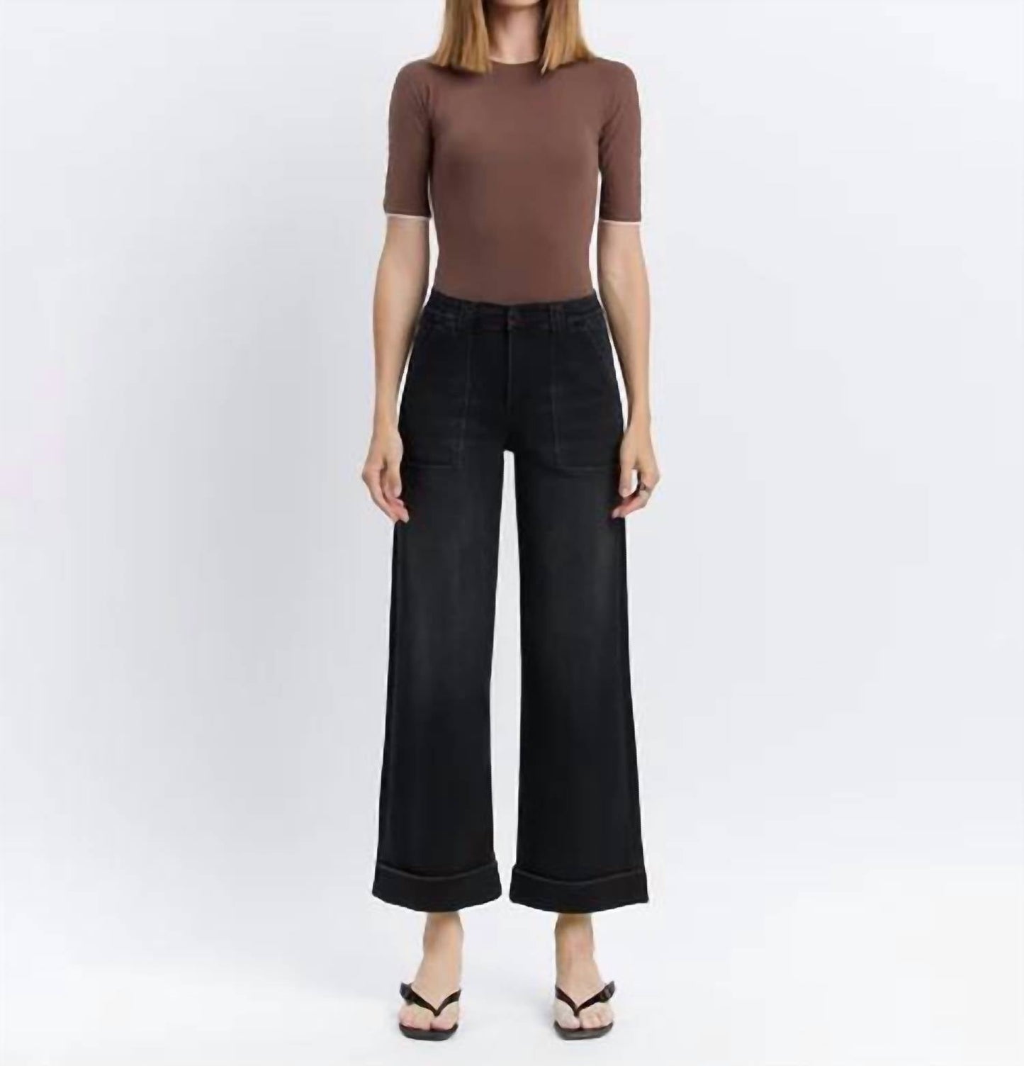 Vervet By Flying Monkey - High Rise Cuffed Baggy Wide Jeans