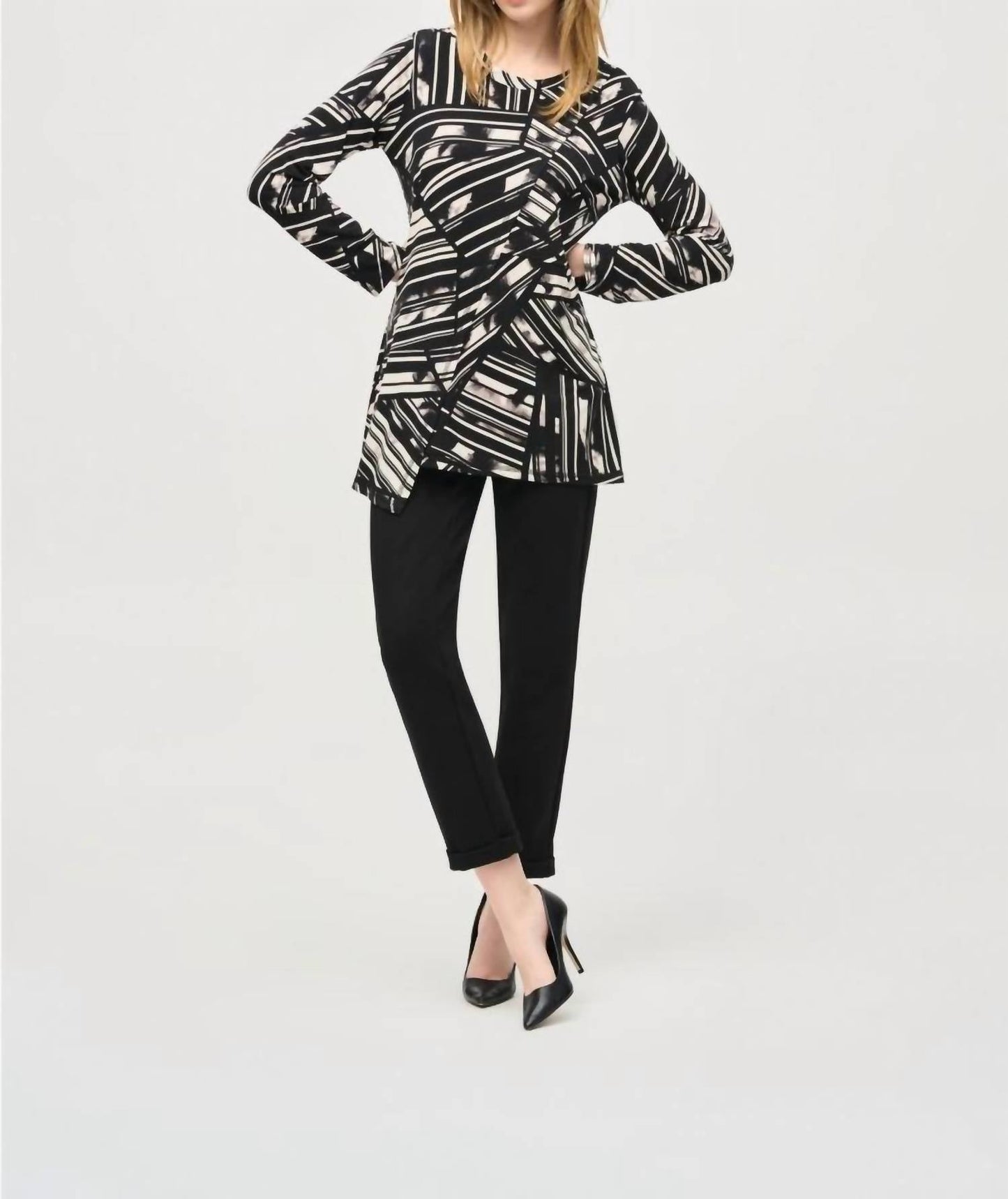 Joseph Ribkoff - Abstract Stripes Wrap Front Top
