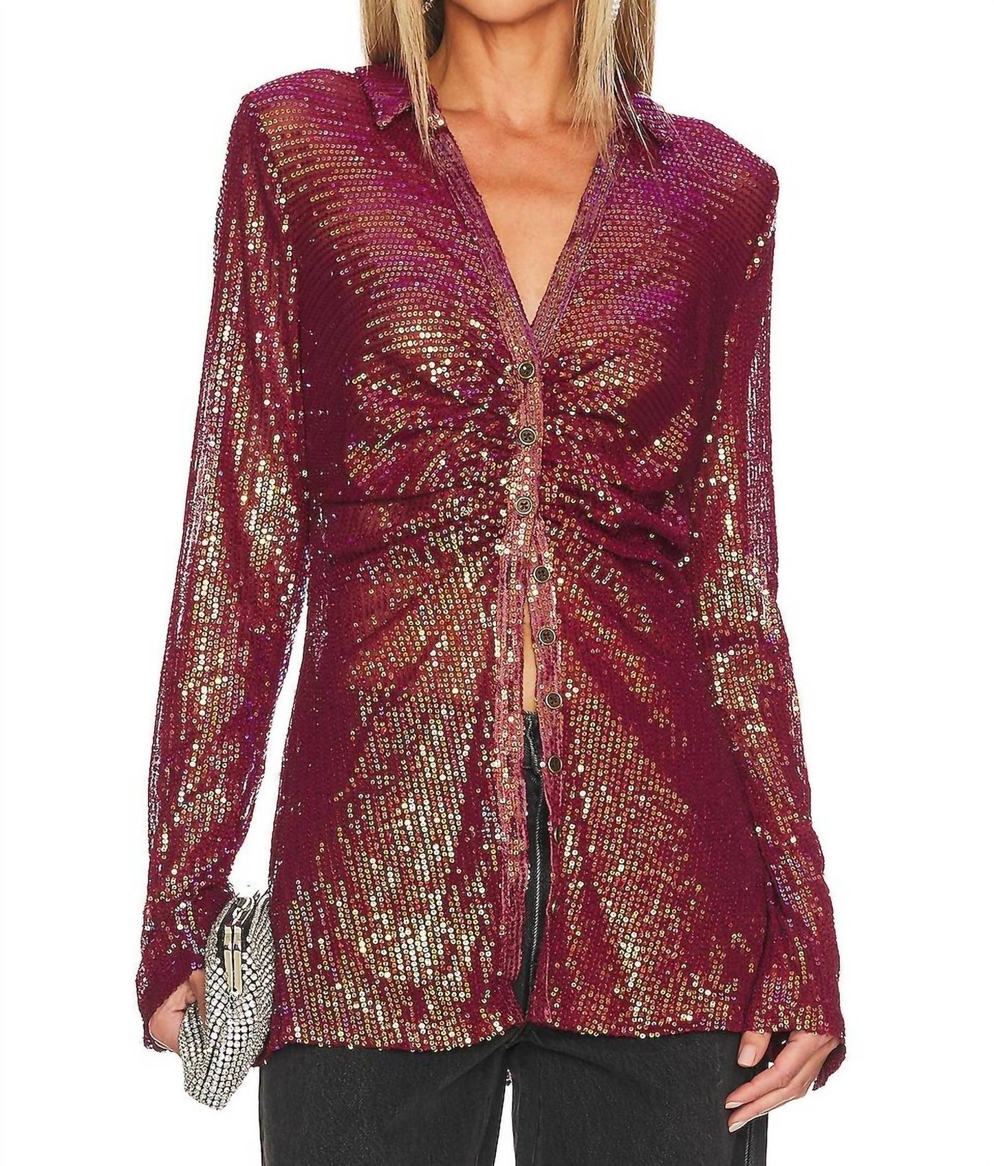 Free People - Sequin Shirtee Top